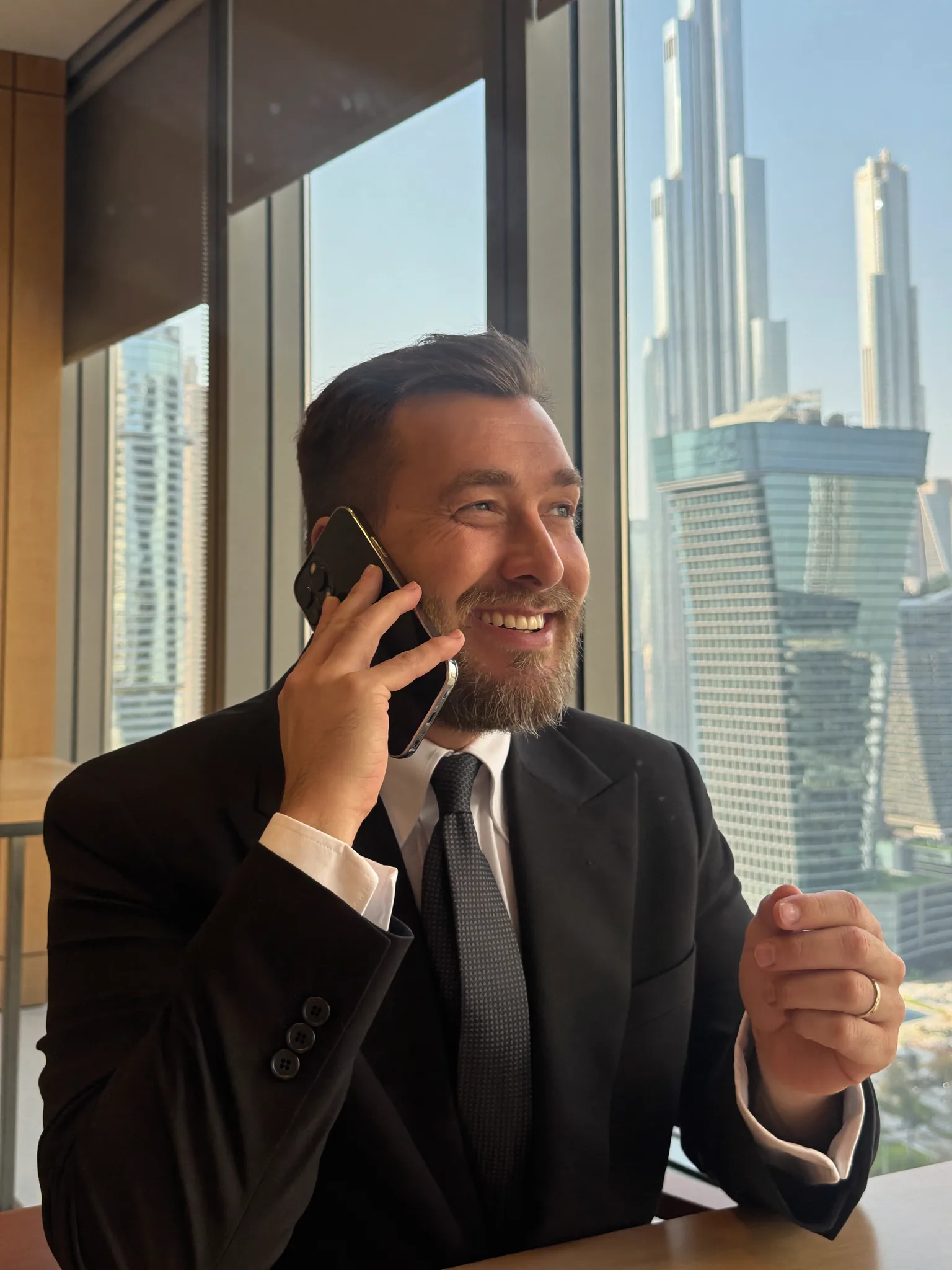 A businessperson on a phone call